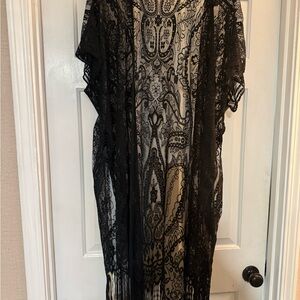 Elegant Black Lace Kimono